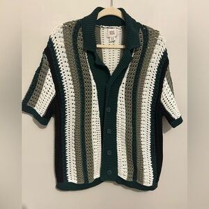 Urban Outfitters BDG Short Sleeve Striped Knit Oversized Cardigan S Small Med